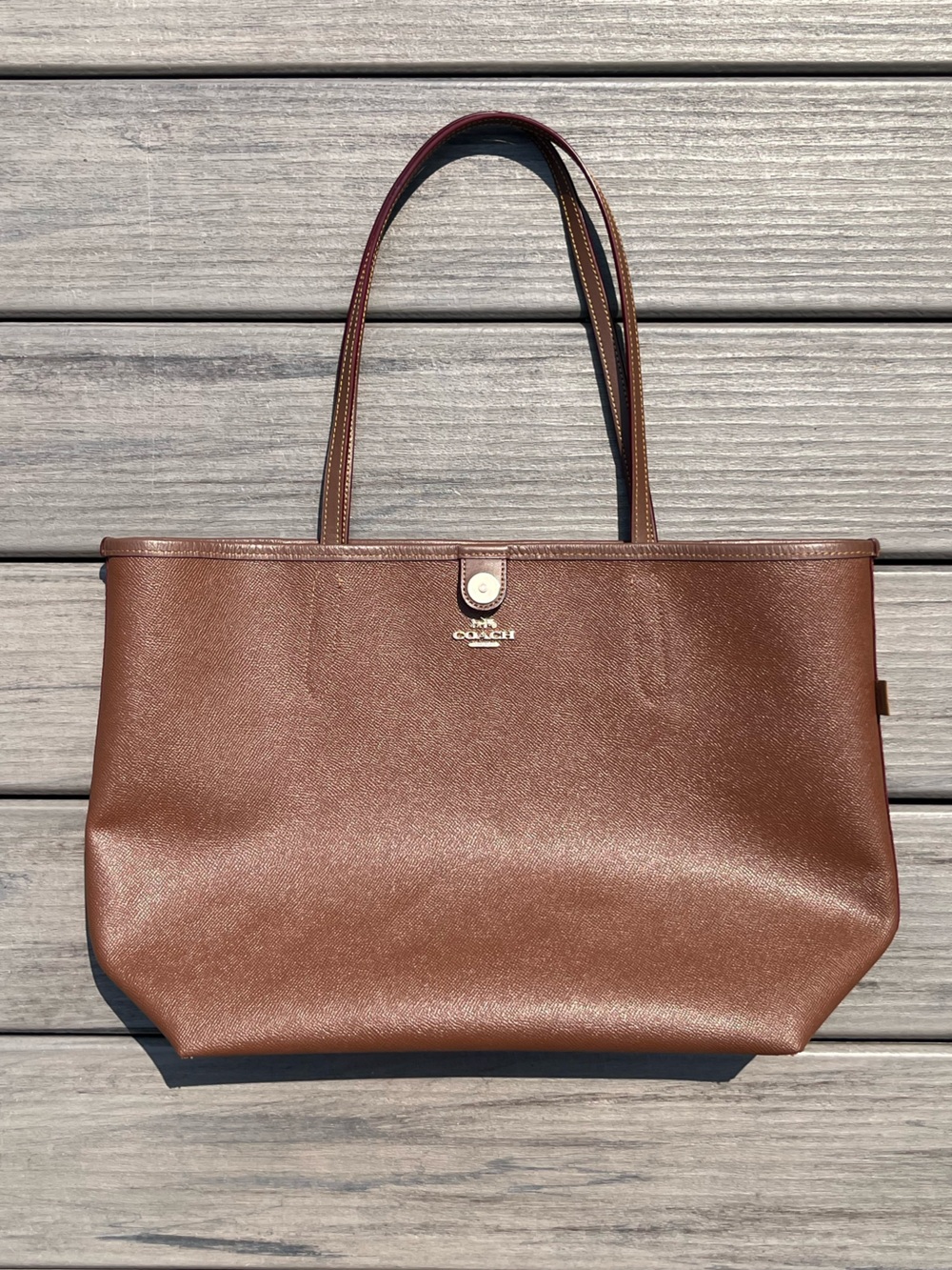 Coach; Large City Tote; Signature Brown Monogram; Multicolor Garden Floral Print - Picture 14 of 16